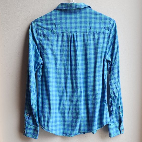 Vineyard Vines Blue Checked Half-Button Down Blouse Size 2 - Picture 12 of 12